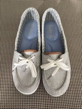 NWOT Keds Silver Gray Canvas Lace-Top Boat Shoes